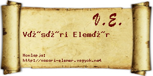 Vásári Elemér névjegykártya