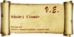 Vásári Elemér névjegykártya
